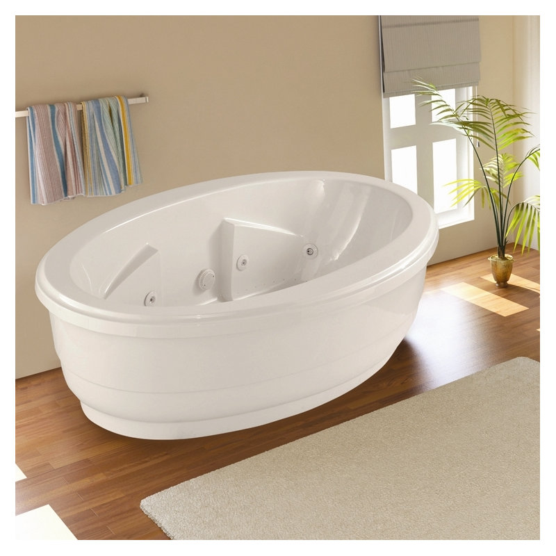Nina 72'' L Freestanding Whirlpool Bathtub, White, Polished Brass