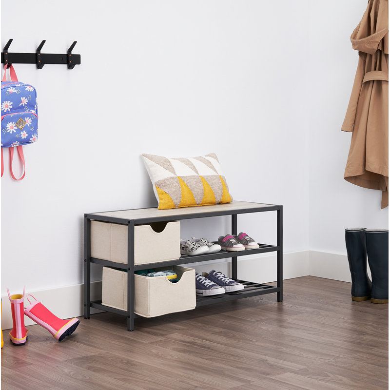 Banc de rangement pour 6 paires de chaussures, gris