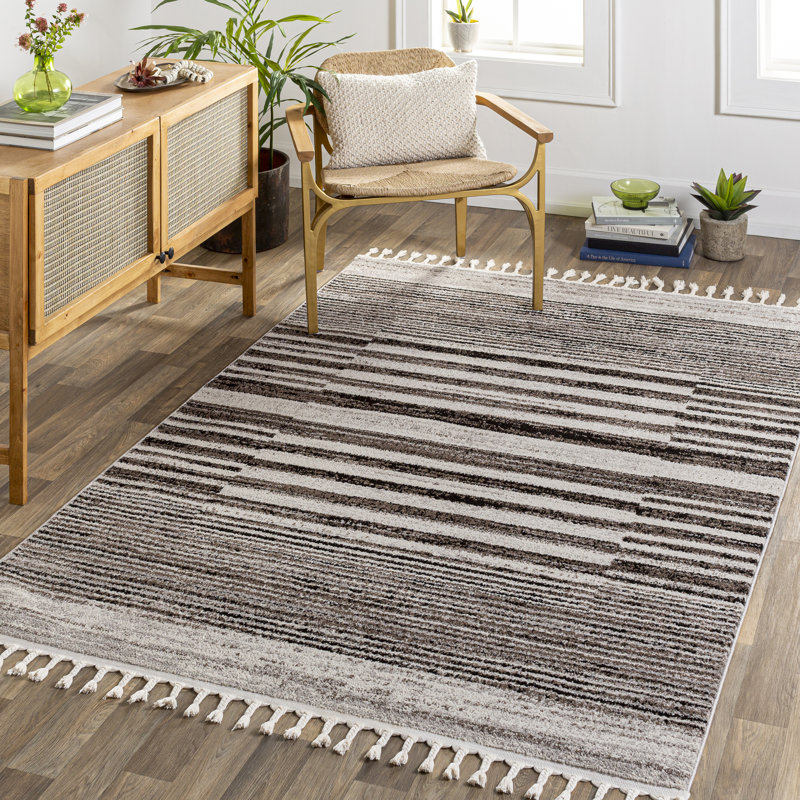 Striped Indoor Rug, Rectangle 6'7" x 9'