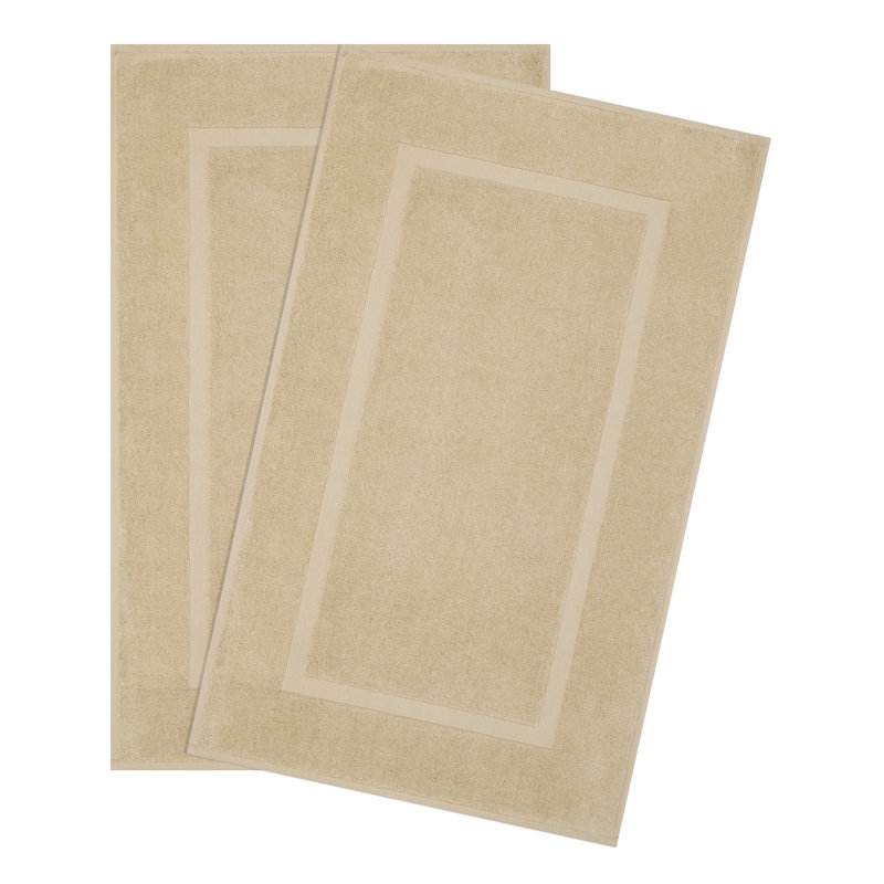 100% Cotton Bathmats for Bathroom, 2 Pack Soft Absorbent 20x34 inches Quick Drying Floor Mats, Taupe