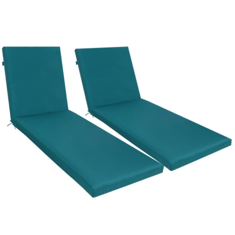 2PCS Blue Outdoor Lounge Chair Cushion Replacement For Patio Furniture Seat & Chaise, Blue