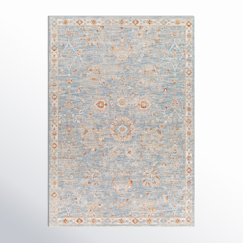 Tapis oriental beige clair / rouge brique / gris clair Finnlagh, Rectangle 6 pi 7 po x 9 pi 6 po
