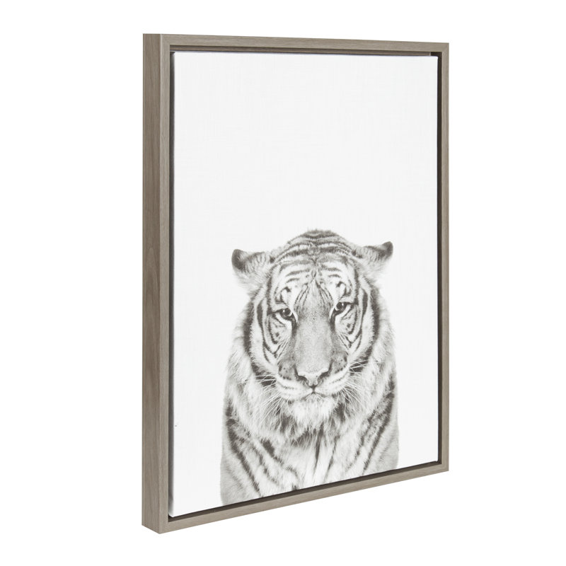 «Tiger» par Simon Te of Tai, reproduction d'art sur toile encadrée, H 24 po x l 18 po, Blanc / Gris