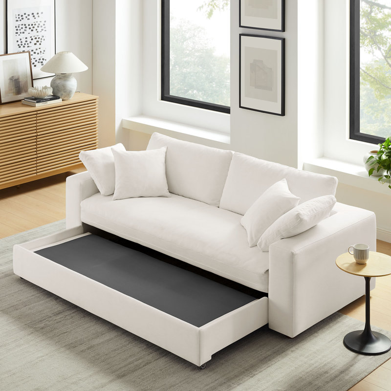 Divan-lit rembourré en duvet blanc pur Commix, Blanc pur