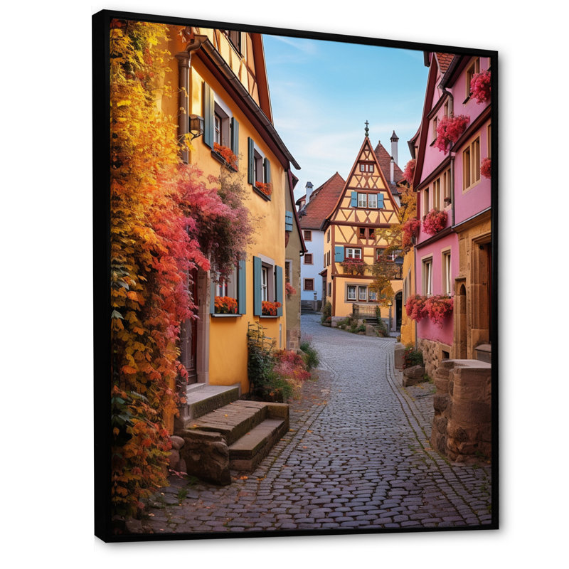 Leighlani Allemagne Rothenburg Street III, H 40 po x l 30 po x P 1,5 po, Cadre flottant noir