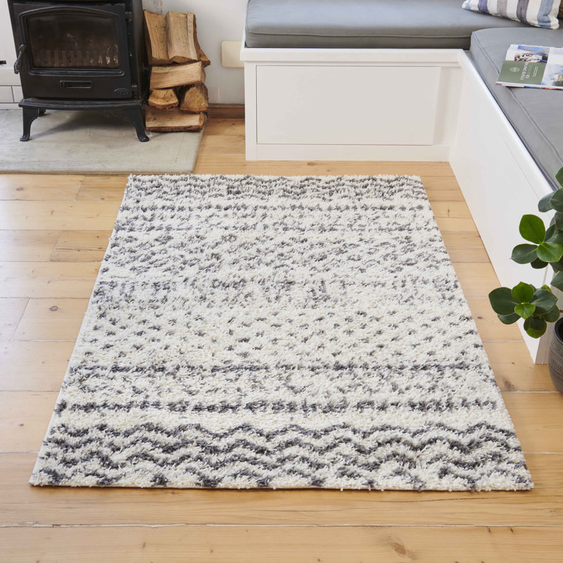 Dillow Thick Fluffy Shaggy Cream Rug, Rectangle 180 x 270cm