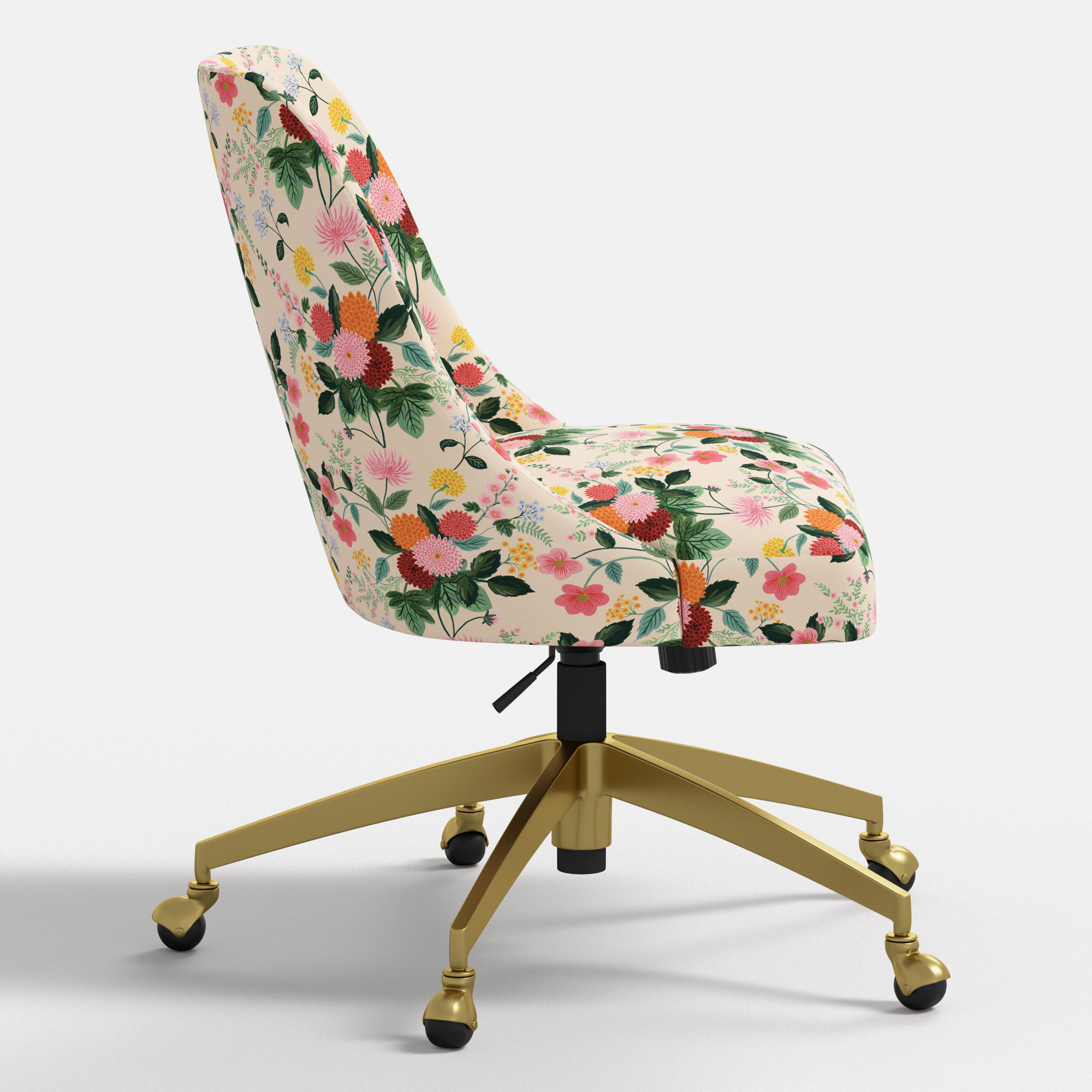 Oxford Desk Chair, Brushed Gold, Dahlia Multi
