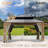 D Solid Wooden Patio Gazebo with Double Roof, Netting and Curtains-121192065