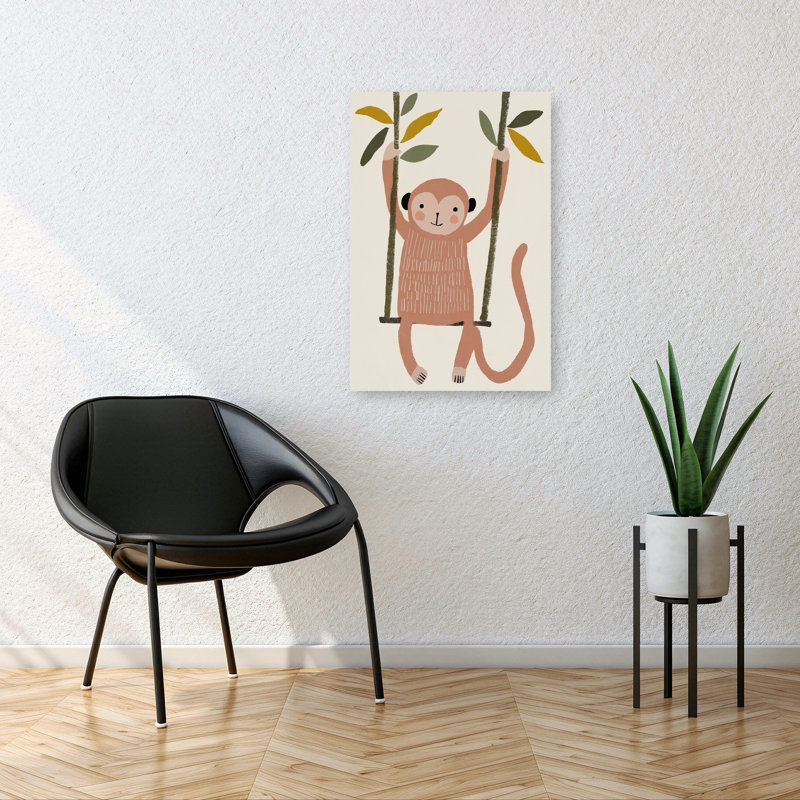 Swingingmonkey Playful Abstract Contemporary Monkey Nature Landscape Wall Art Print 1 Piece Wrapped Canvas Wall Art