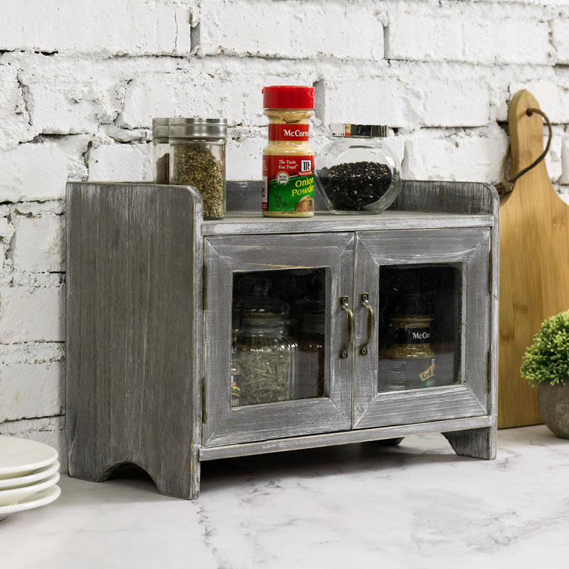 Solid Wood Rectangle Accent Cabinet, Grey