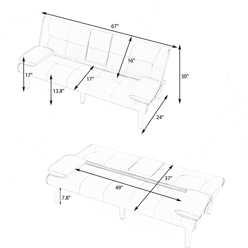 Canapé-lit convertible en cuir PVC, Vert