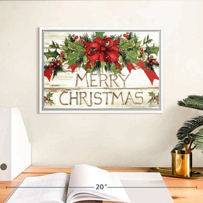 Evergreen Christmas I, Cadre flottant blanc, 13 po x 9 po