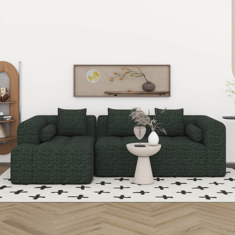 Divan-lit surdimensionné en forme de L 101,2 ", canapé modulaire à compression complète, canapé modulaire à combinaison libre 2 pièces avec assise profonde