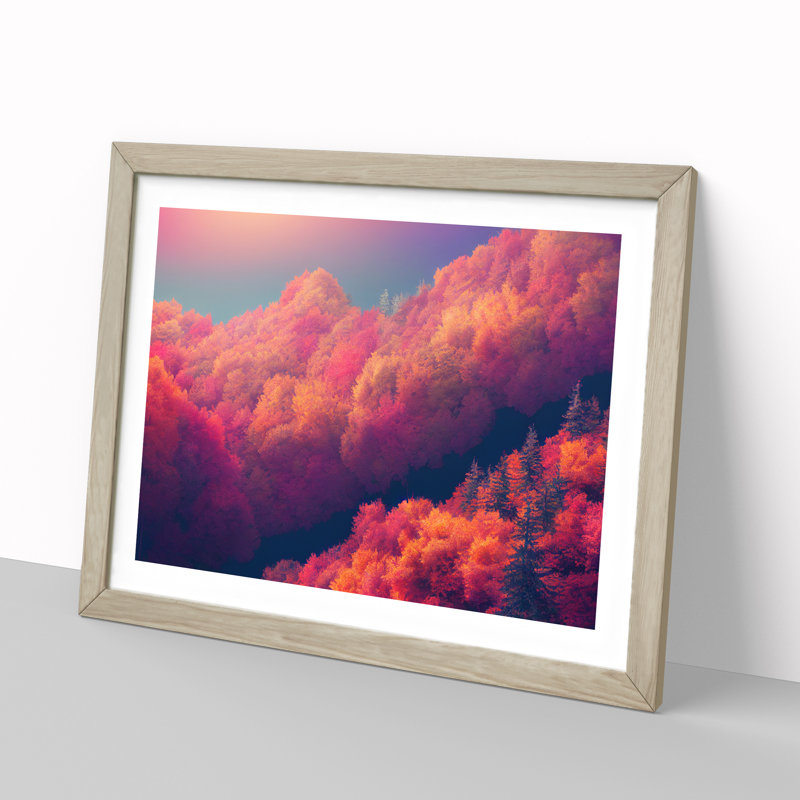Extravagant Autumn Forest - Single Picture Frame Print, 46cm H x 64cm W x 2cm D, Oak Framed