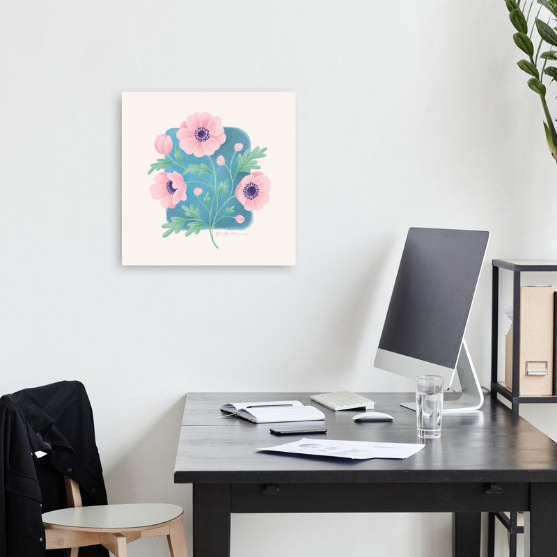 «Spring Blooms I Abstract Contemporary Flower Landscape», reproduction d'art mural, 18" H x 18" W