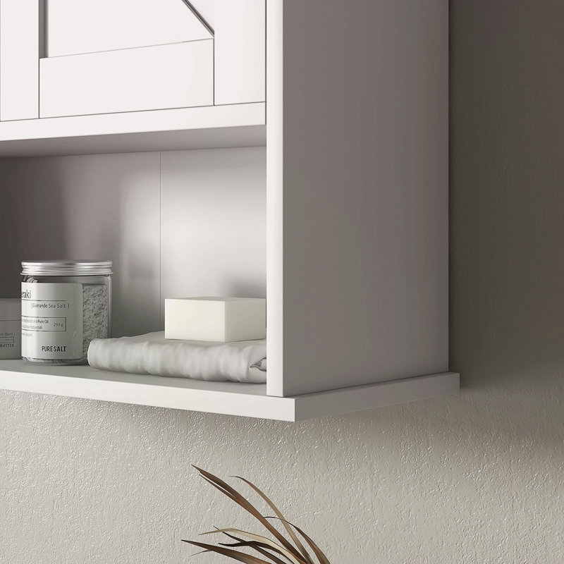 Armoire de salle de bain Farmhouse, armoire à pharmacie murale avec tablette ouverte et tablette réglable, rangement pour salle de lavage