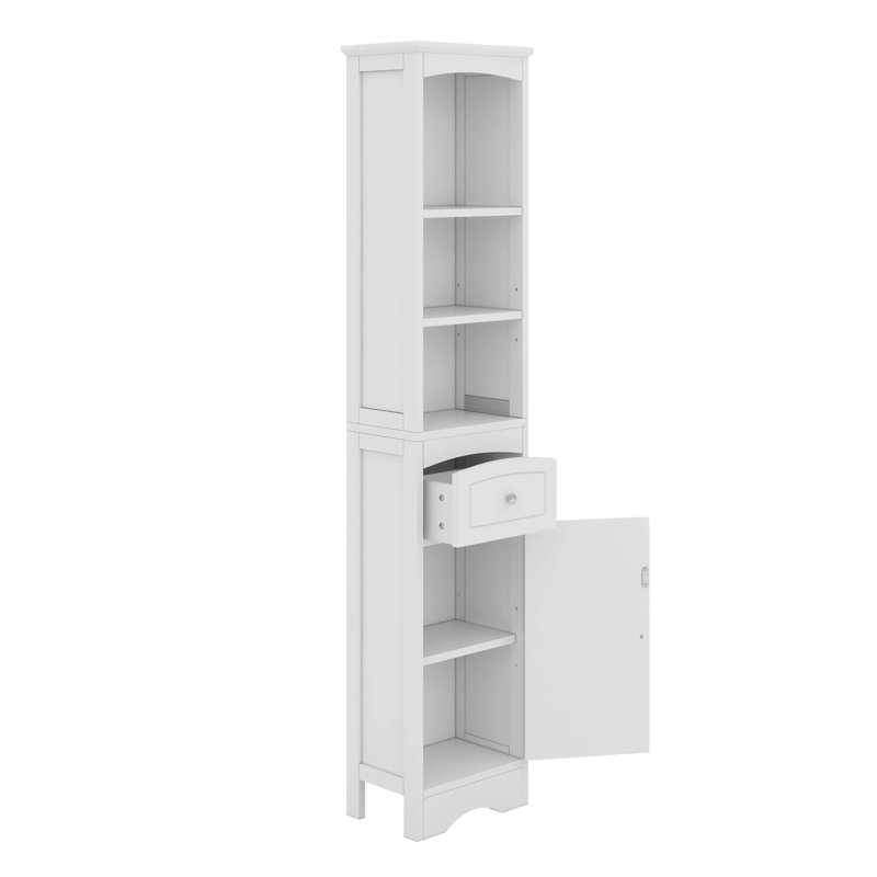 Armoire de rangement autoportante avec tiroir et tablette réglable, Blanc
