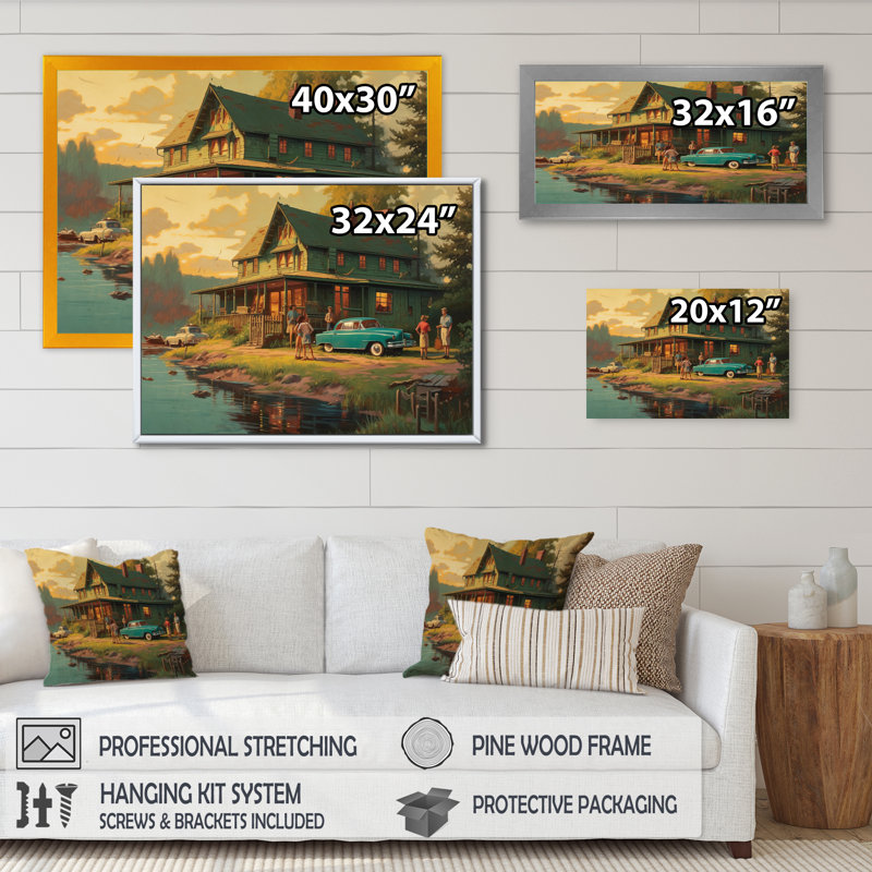 «Robynne Summer Vaccation At The Cottage VI», reproduction sur toile, Cadre photo noir, H 12 po x l 20 po x P 1 po