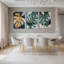 «Monstera Leaf Gold Foil», reproduction d'art sur toile tendue sur toile, ensemble botanique abstrait (ensemble de 3)-118095965