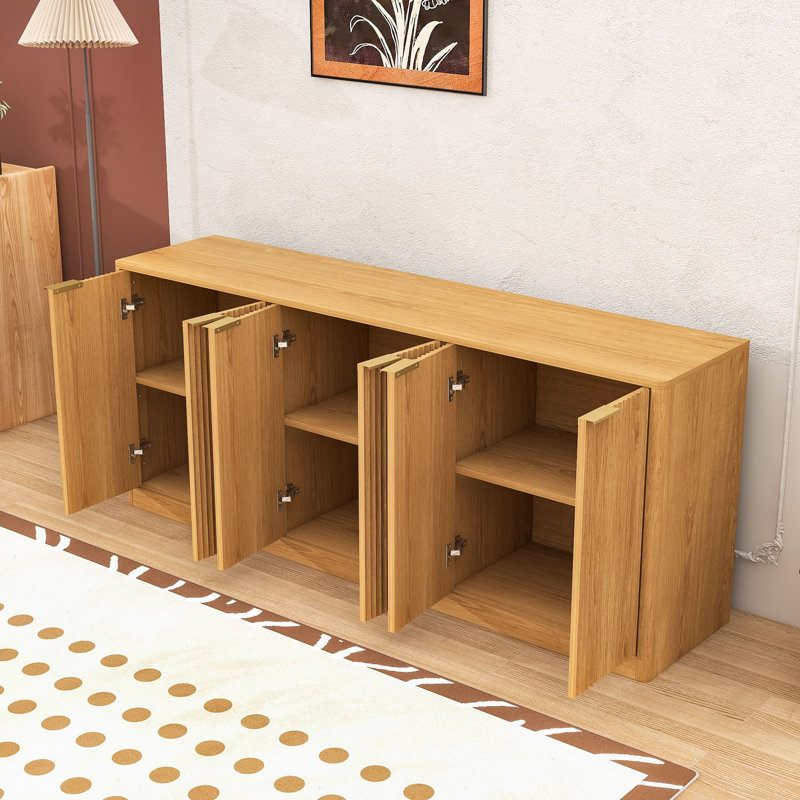 Wave Panel Storage Cabinet – Durable Sideboard, Natural