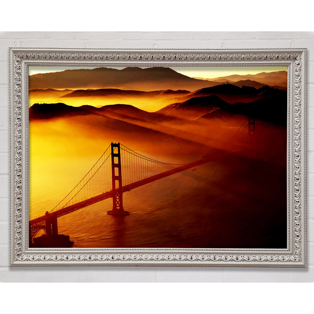 Gerahmtes Poster Golden Gate Bridge Sonnenschein Nebel Morgen