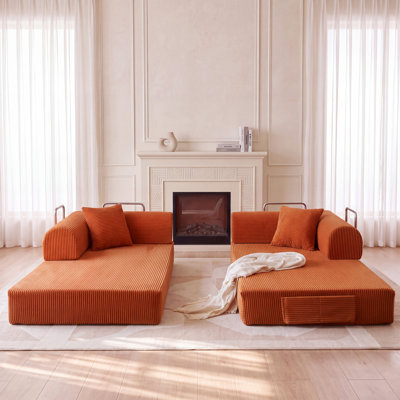 Canapé à compression de 78,8 po, canapé-lit convertible au sol avec accoudoirs de soutien pour dossier, canapé-lit futon confortable, causeuse modulaire Boneless