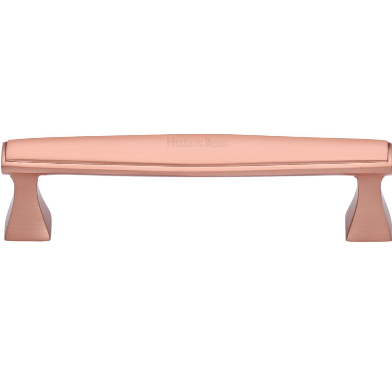 Heritage Brass Heritage Cabinet Pull Deco Design, 12.8cm H x 2.5cm W x 3.5cm D, Satin Rose Gold