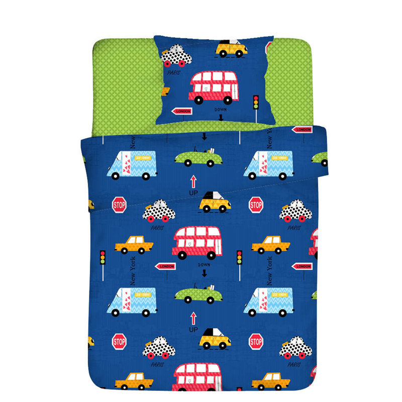 Ensemble de housse de couette 100% coton bleu / rouge / vert Iric