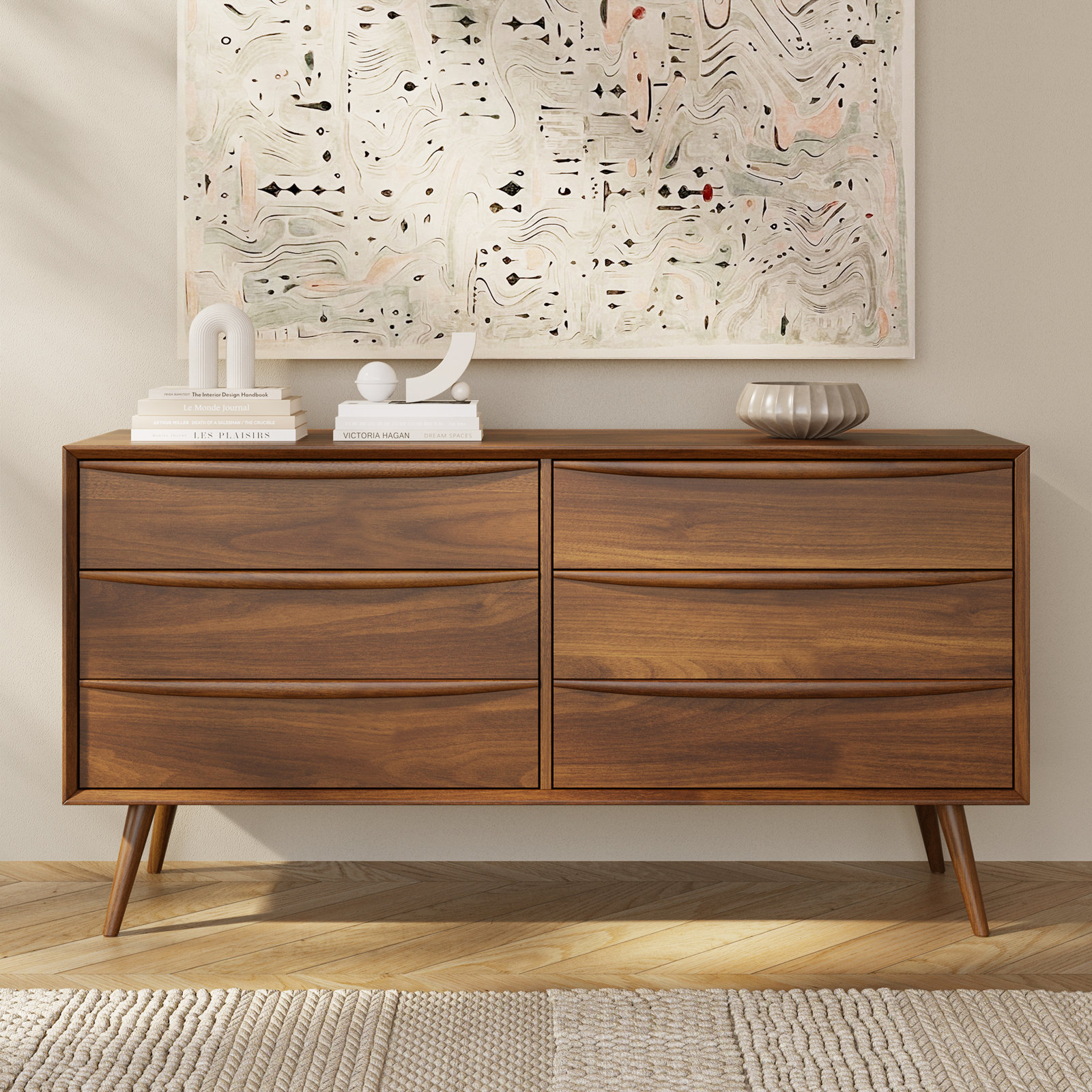 Cura 6 Drawer American Black Walnut Dresser