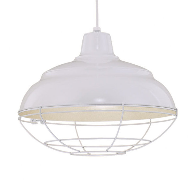 Abrahamson 1 - Light RLM Single Dome Pendant, White, 8.25"H x 14" W x 14" D