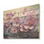 «Violet Flower Meadow Harmony I», art mural en bois sur fond de pin naturel-101404980