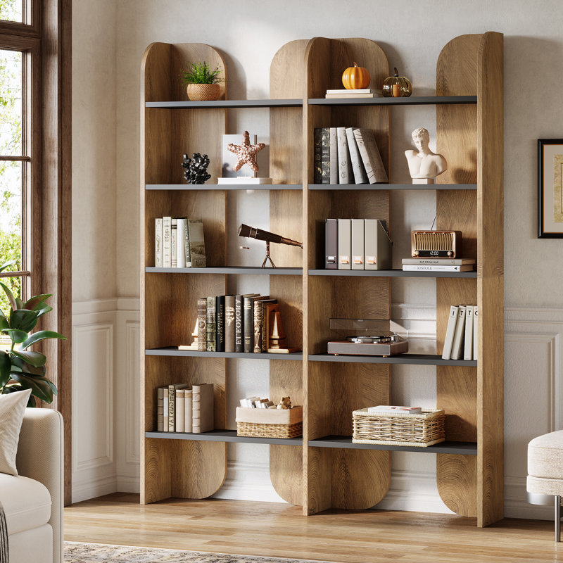 70.87-Inch Tall Bookcase with Open Shelves, Brown, 1