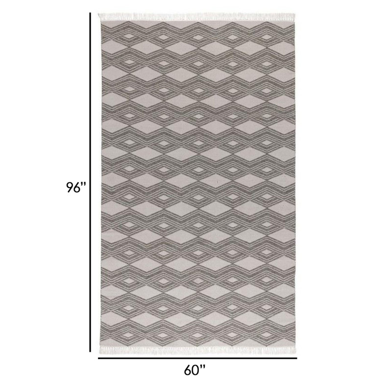 Rectangle Nyx Geometric Machine Tufted Area Rug, Rectangle 5' x 8', Gray