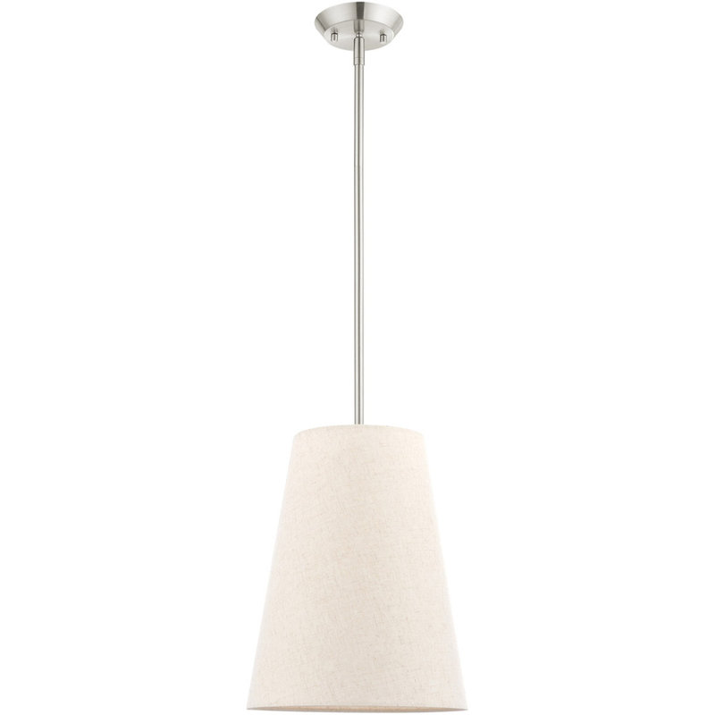 Luminaire suspendu conique à 1 lumière Mahe, Nickel brossé, H 8 po x l 6,5 po x P 6,5 po