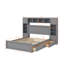 Grand lit en bois avec armoire tout-en-un, tablettes et prises
