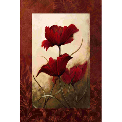 Warm Red Floral - peinture sur toile tendue