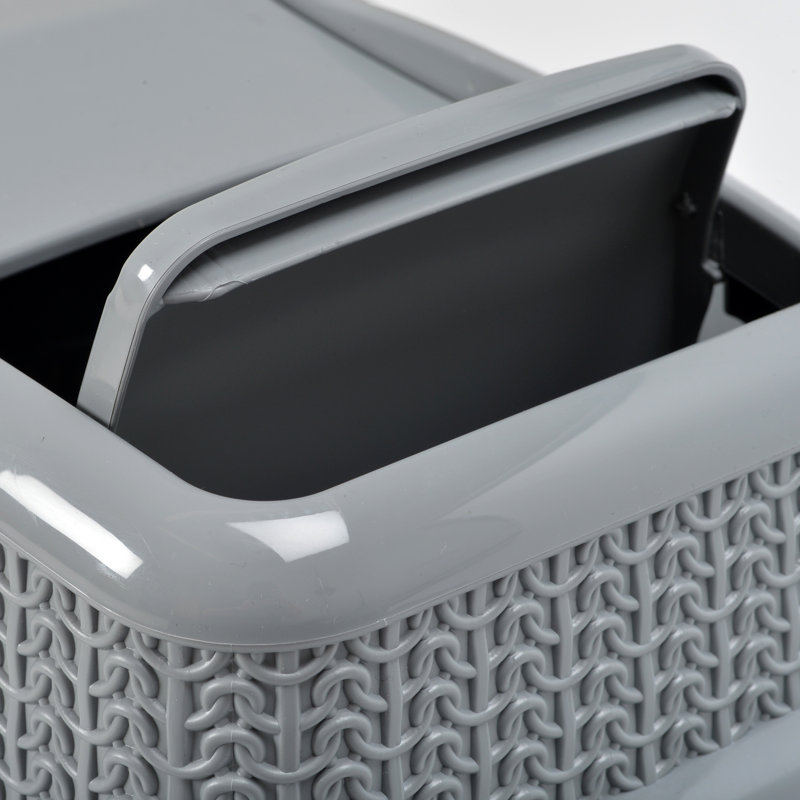 JVL Plastic Decorative Bin, Grey