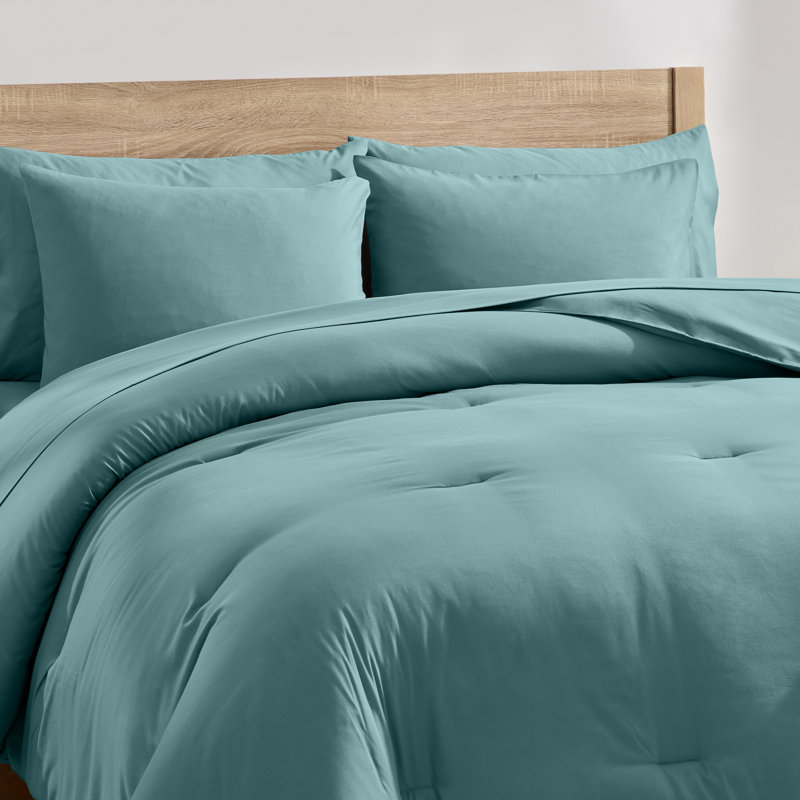 Soft Microfiber 7 Piece Comforter Set with Sheets, Full / Double Comforter + 6 Additional Pieces, Mineral Blue