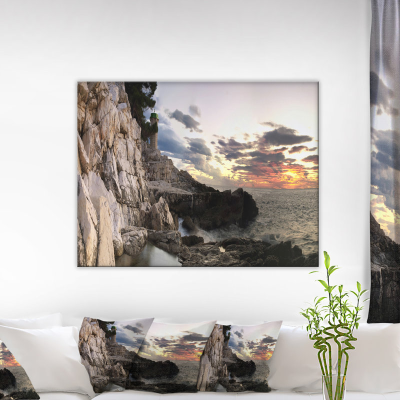 Adriatic Sunset Landscape Canvas Print in Gray and Orange