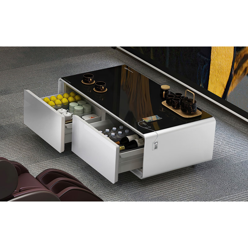 Lilou Glass Top Coffee Table, White