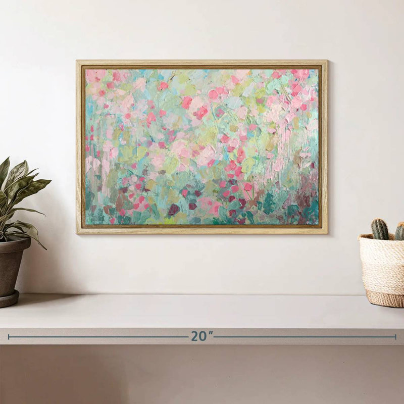 Dancing Sakura Tree, 13" X 9", Floating Frame Natural Wood