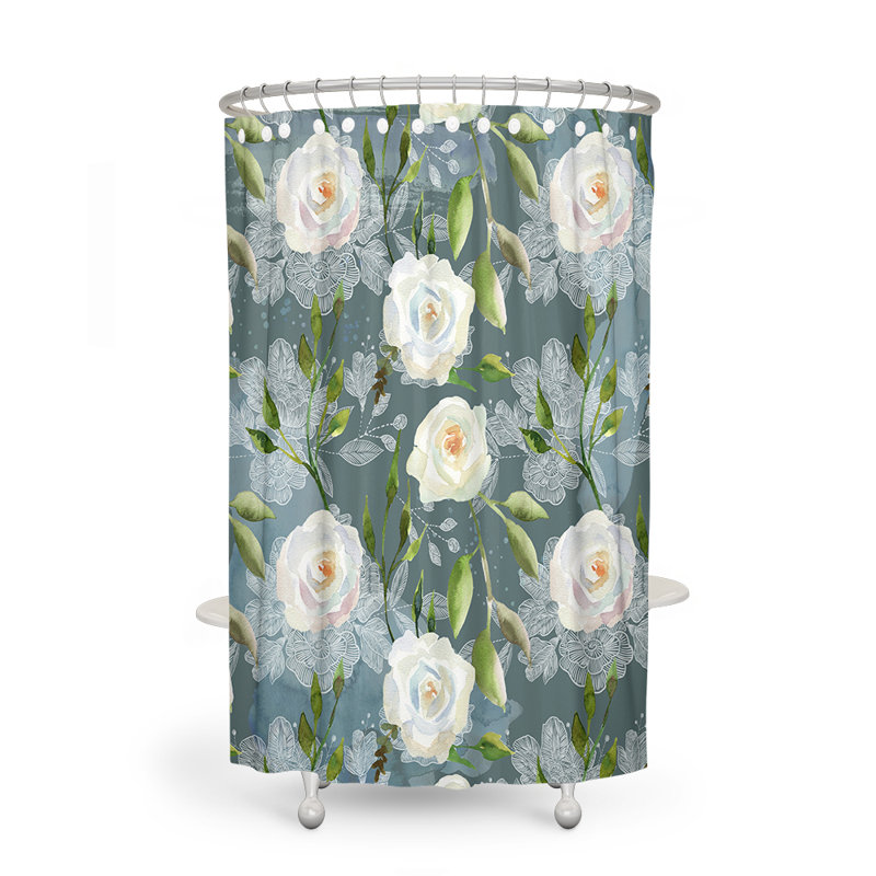 Icy Rose Shower Curtain, 83" H x 70" W