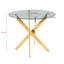 Ensemble de salle à manger 1 + 4,5 pièces, table de salle à manger Mid-Century pour 4 à 6 personnes avec plateau en verre, table de salle à manger à piédestal, table basse de loisirs.