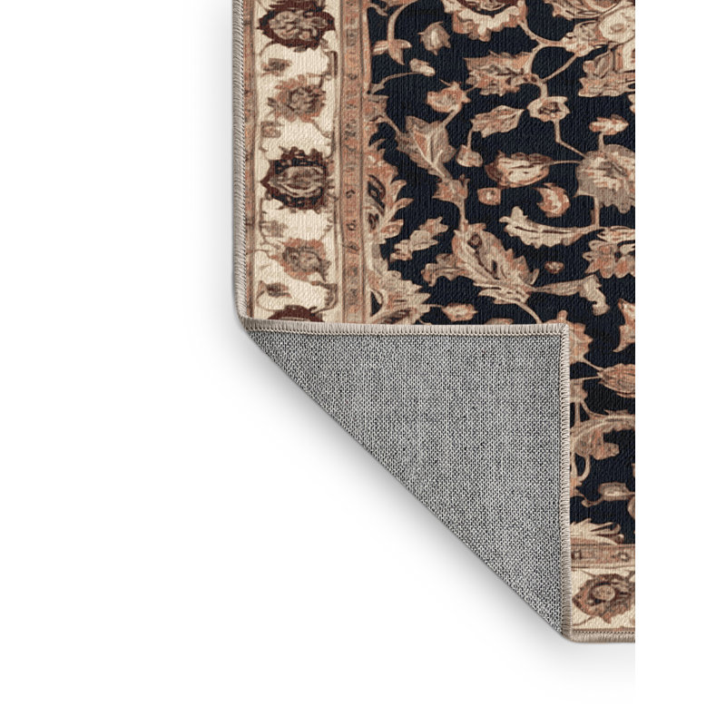 Tapis brun lavable à la machine, Rond 5 pi