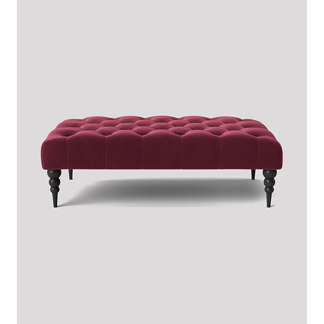 Alyana Rectangle Ottoman Bench with Wooden Legs - Plush Velvet Chesterfield Upholstered Footstool
