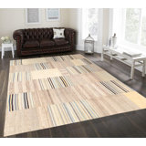 Canvello Vintage Patchwork Multi Lamb's Wool Area Rug- 6'6" X 7'11"
