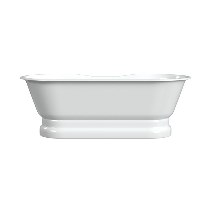 Jaiana 68'' x 31'' Soaking Cast Iron Bathtub, Cast Iron Pedestal Base, White Interior with White Exterior