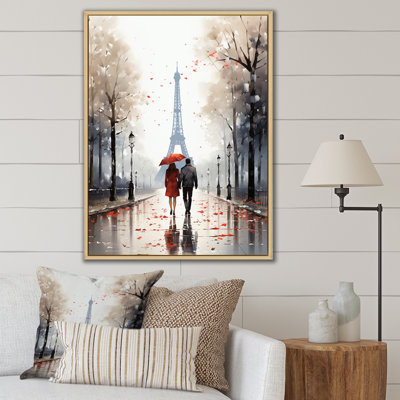 «Love In Paris Vintage Watercolor I», reproduction d'art sur toile