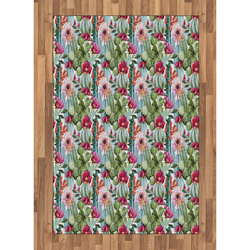 Tapis décoratif à longues fibres en fibre de polyester haute densité Flower, Rectangle— 4 pi x 5 pi 8 po