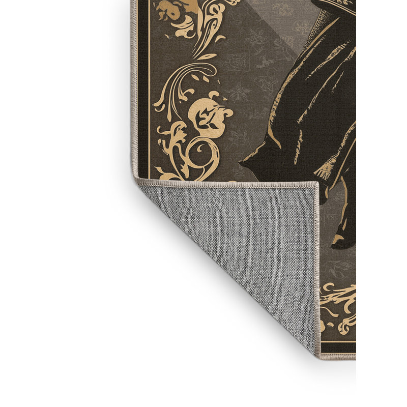 Machine Washable Pacen Shakespearean Actor Traditional Vintage Look Rug in Gray – Beige Binding, 2x4